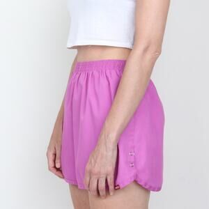 Vintage 1980s Sasson Purple Elastic Waist Shorts Side Snaps S